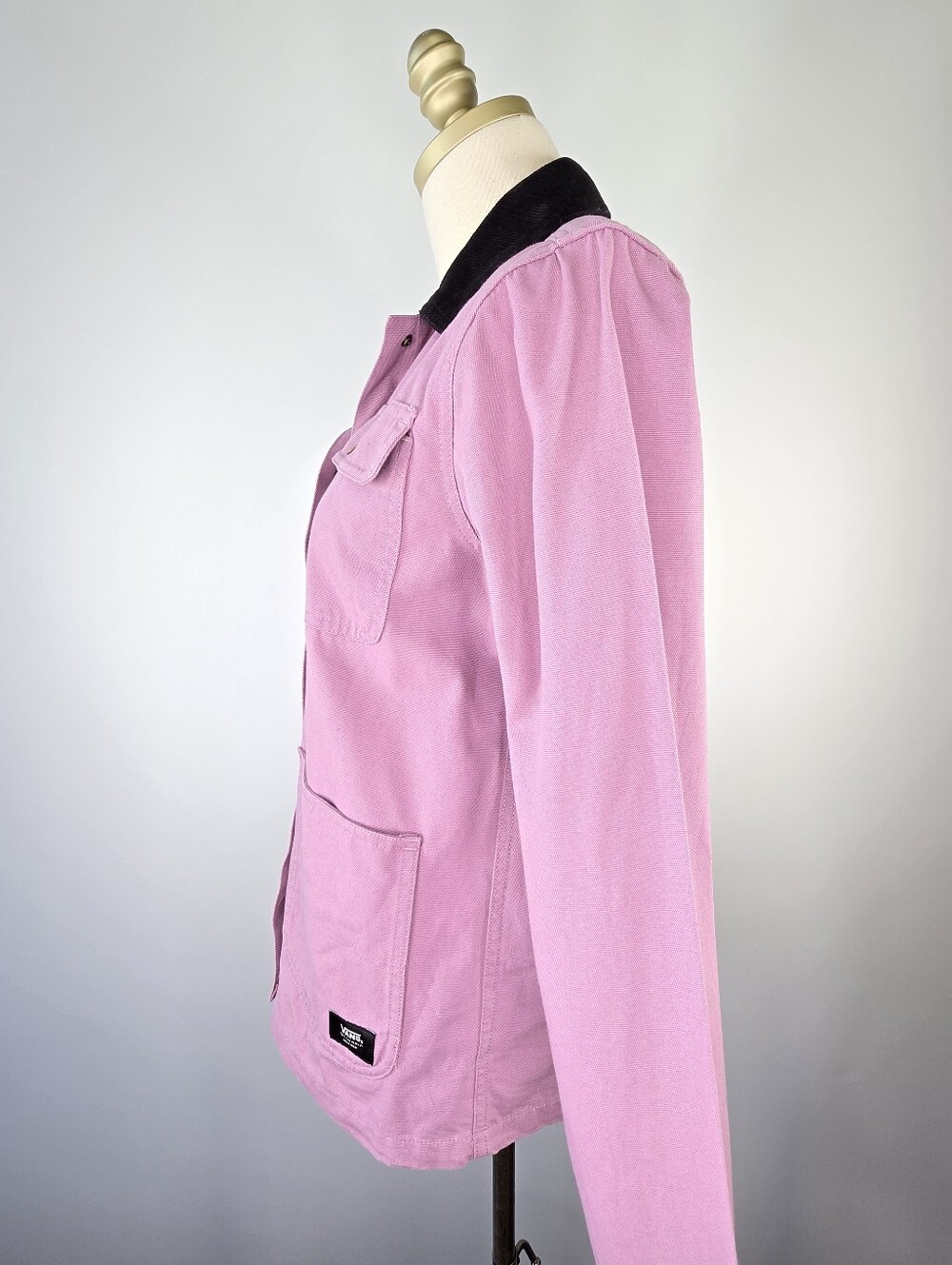 Vans Drill Chore Jacket Orchid Black Corduroy Collar Utility Coat Size XS - Picture 3 of 14